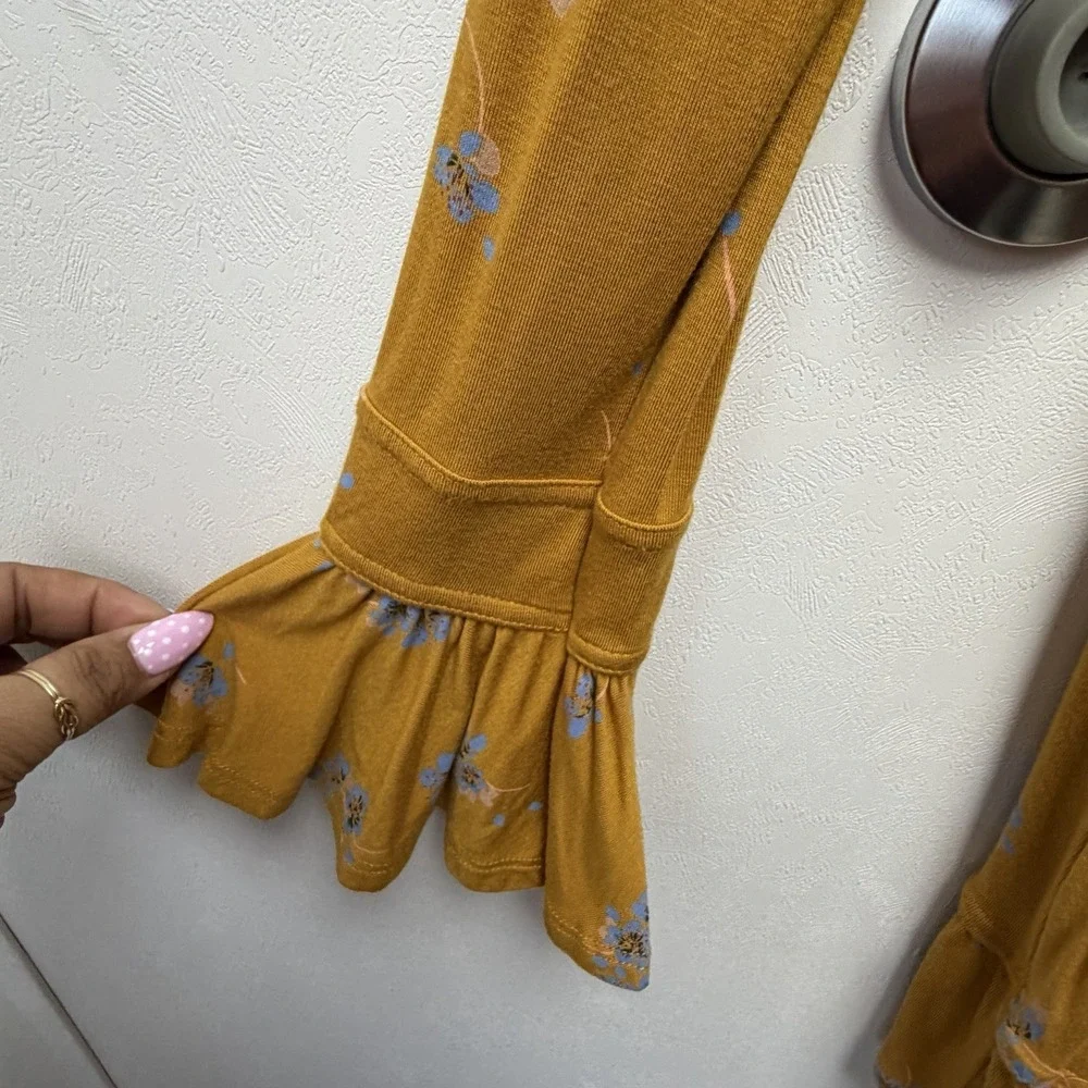 Free People Olivia Printed Tunic Dress Marigold Size Large Boho Babydoll - Picture 5 of 9